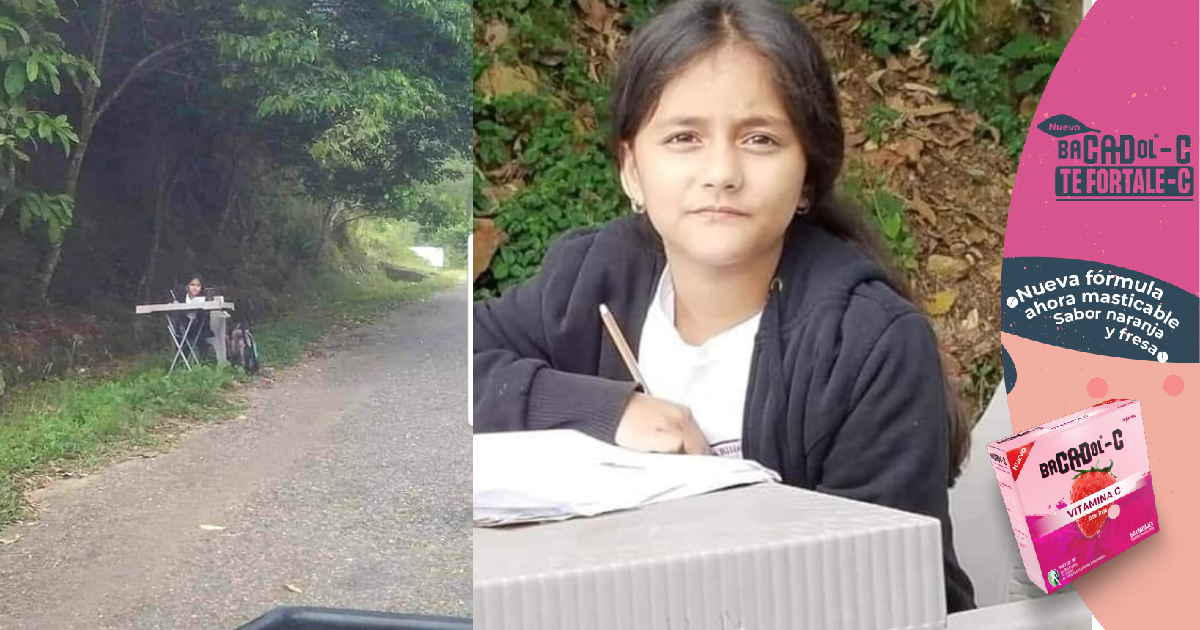 Angie Leiva, la niña que recibe clases a orilla de la carretera recibe una beca