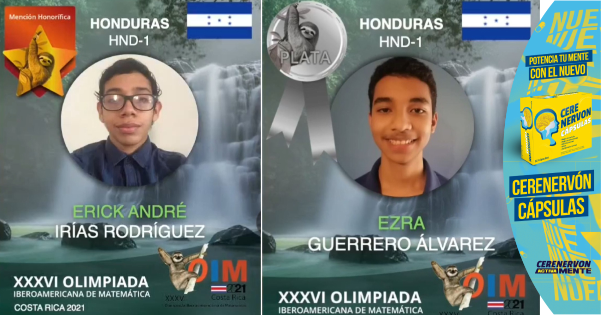 Jóvenes hondureños obtienen Medalla de Plata y Mención Honorífica en Olimpiadas Iberoamericanas de Matemáticas